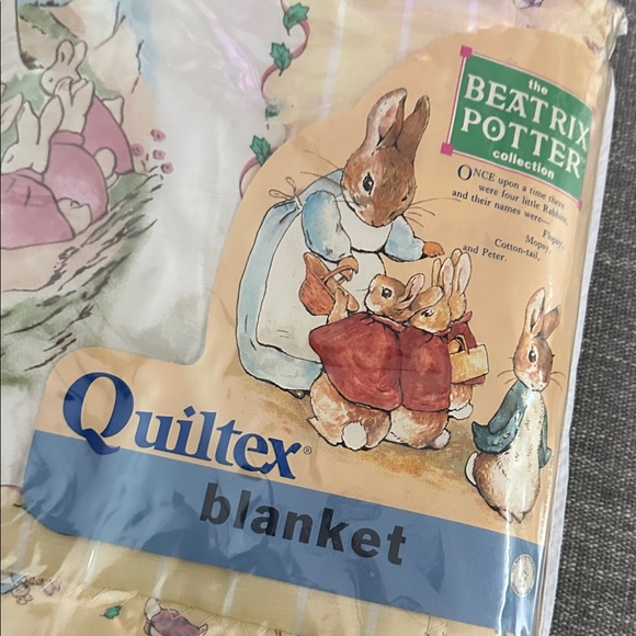 Vintage Quiltex Beatrix Potter Blanket - Yellow and Blue - Picture 2 of 9